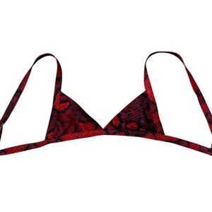 Red and Black Snake Print Bikini Top